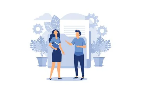 Blue document storage folder, Vector flat illustration, cloud storage, data p Stock Illustration