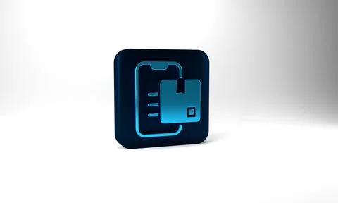 Blue Document tracking marker system icon isolated on grey background. Parcel Stockillustratie
