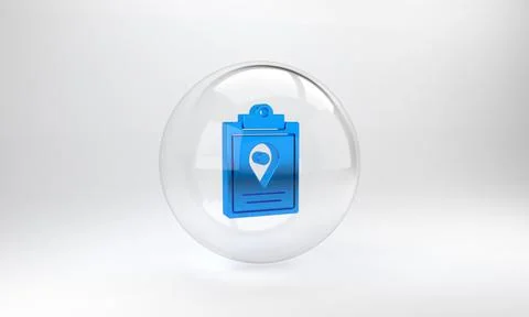 Blue Document tracking marker system icon isolated on grey background. Parcel Illustrazione stock