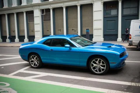 Blue dodge challenger Stock Photos