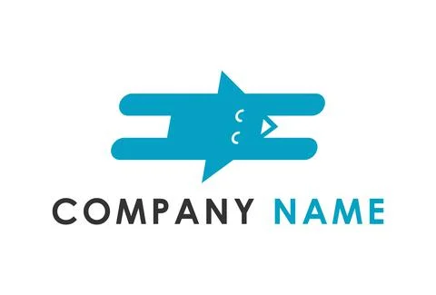 Blue Dog Abstract Play Button Logo Design	 Stock Illustration