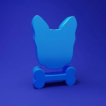 Blue Dog and bone icon isolated on blue background. Pets food symbol. Minim.. Stock Illustration