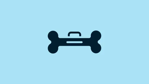Blue Dog bone icon isolated on blue background. Pets food symbol. 4K Video Stock Footage 230501674