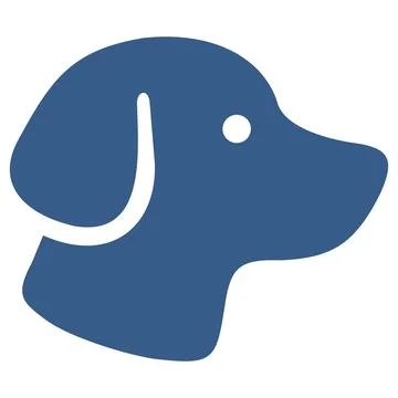 Blue dog head profile flat vector icon Stock Illustration