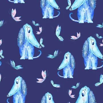 Blue Dog Pattern Stock Illustration