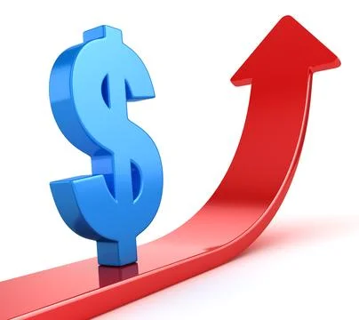 Blue Dollar Symbol on Red Arrow Stock Illustration