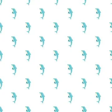 Blue dolphin animal seamless vector pattern design Illustrazione stock
