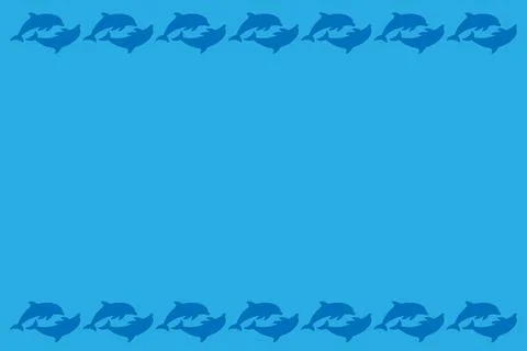Blue Dolphin Frame Background with Copy Space Stock Illustration
