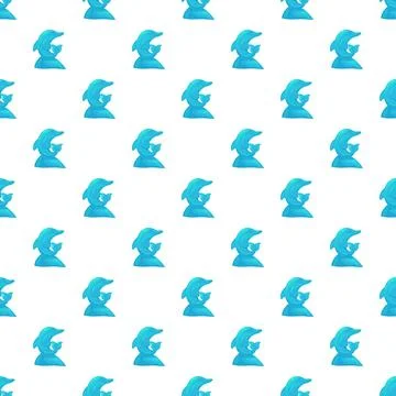 Blue dolphin statue repeating pattern on white background Illustrazione stock