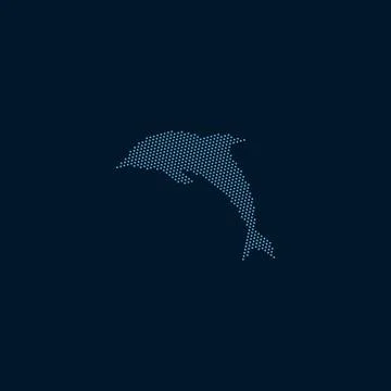 Blue dolphin vector silhouette created from dots Иллюстрация