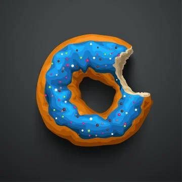 Blue donut on dark background 스톡 일러스트