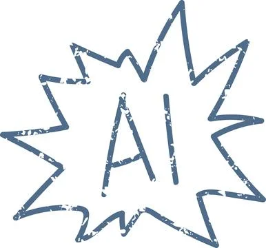 Blue doodle ai icon elements. Ai interface illustration Stock Illustration