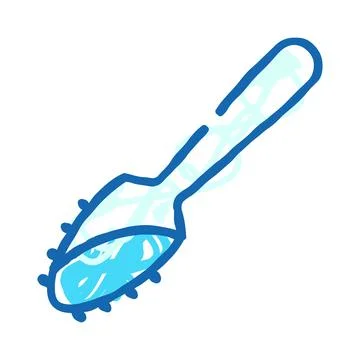 Blue doodle drawing of a modern spoon icon Stock Illustration