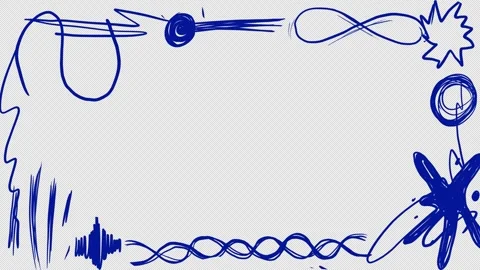 Blue doodle line frame drawing on a white background. Stock video with drawing Stock Footage 334667749
