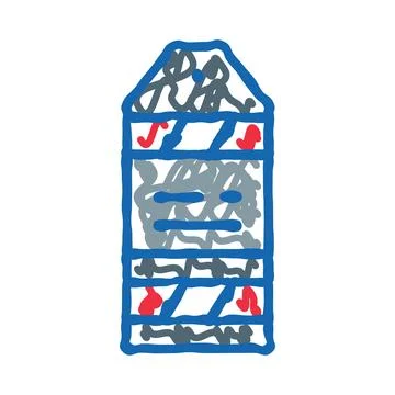 Blue doodle marker drawing of an abstract label Stock Illustration