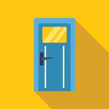 Blue door casting long shadow on yellow wall Illustration