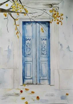 Blue door Stock Illustration