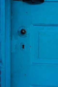 Blue Door Without a Handle 写真素材