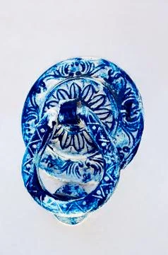 Blue doorhandle Stock Photos