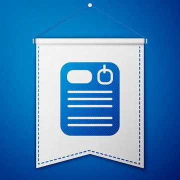 Blue Dossier folder icon isolated on blue background. White pennant template Stock Illustration