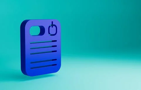 Blue Dossier folder icon isolated on blue background. Minimalism concept. 3D Illustrazione stock