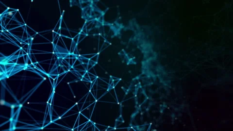 Blue dot connection on black background, Technology motion graphic abstract Stock Footage 138185956