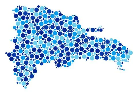 Blue Dot Dominican Republic Map Collage Stock Illustration