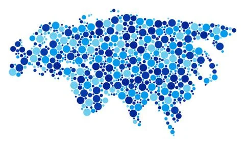 Blue Dot Eurasia Map Collage Stock Illustration