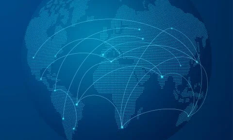 Blue dot globe world map for technology concept Stock Illustration