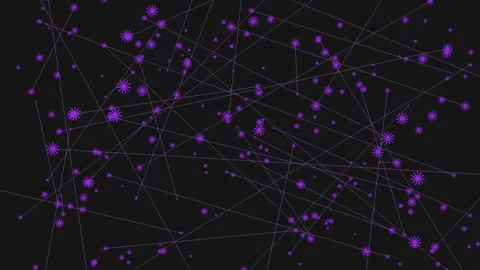 Blue dot snowflake intricate network pattern on black background Stock Footage 253964635