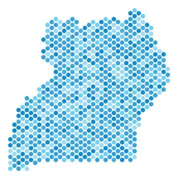 Blue Dot Uganda Map Stock Illustration