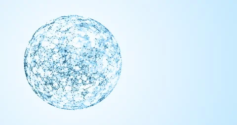 Blue dots and lines fly in the sphere plexus effect looped video animation Stock Footage 256759647