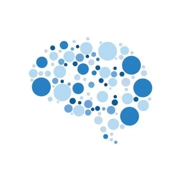 Blue Dots in Brain Form Neuron Health Education Technology Stock Illustration