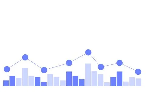 Blue dots connect to form gentle graph lines. Stock Illustration