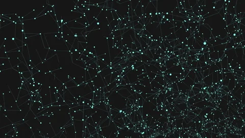 Blue dots connected in network pattern on black background Stock Footage 321995788