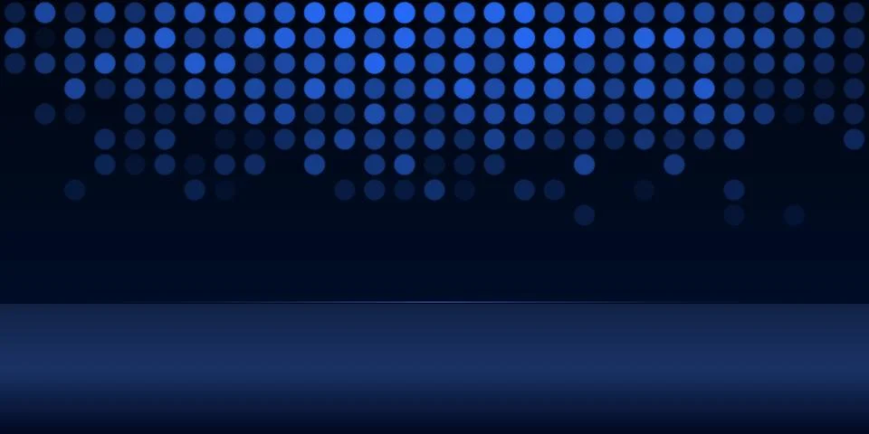 Blue dots pattern background with dark stage floor Stock Illustration