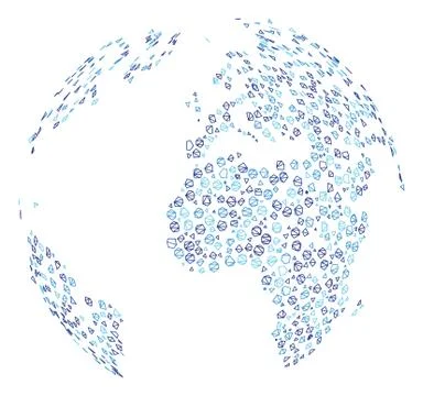 Blue Dotted Abstract Globe Polygonal Frame Vector Mesh Illustration Stock Illustration