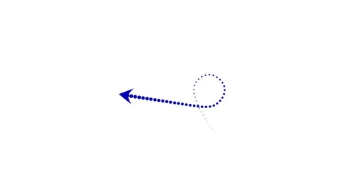 Blue dotted arrow forming a loop pointing left, right, up and down construc.. Stock Footage 334735403