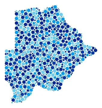 Blue Dotted Botswana Map Mosaic Stock Illustration