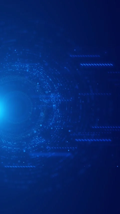 Blue dotted digital ring circular particle interface, deep tech space, and flowi Stock Footage 340568081