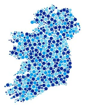 Blue Dotted Ireland Countries Map Mosaic Stock Illustration