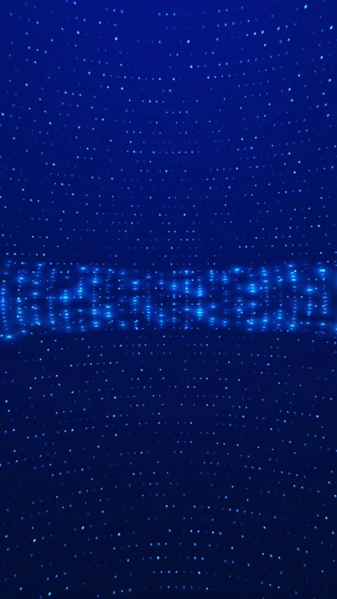 Blue dotted light matrix background sparkling particles, symmetrical depth Stock Footage 340526319