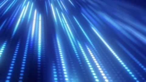 Blue dotted light streaks racing through dark space Stock Footage 333375286