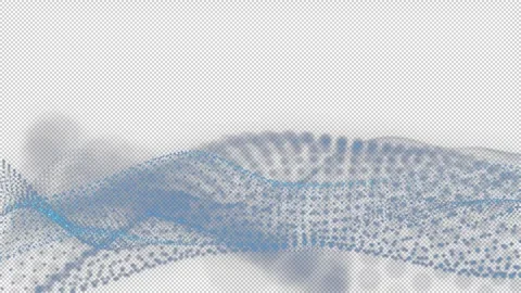 Blue Dotted Mesh Data Waves Loop Isolated on Transparent Background Stock Footage 319698346