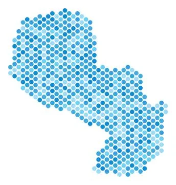 Blue Dotted Paraguay Map イラスト素材
