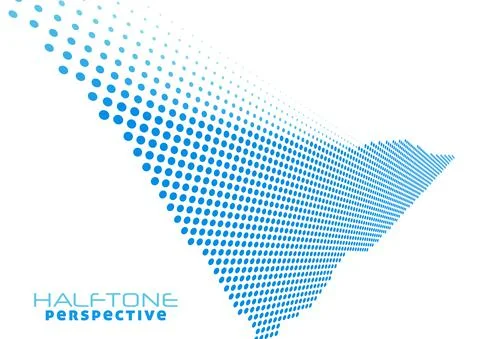 Blue dotted perspective shape with halftone effect. Vector graphics Stock Illustration
