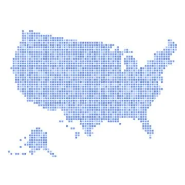 Blue Dotted USA Map on White Background. Vector Иллюстрация
