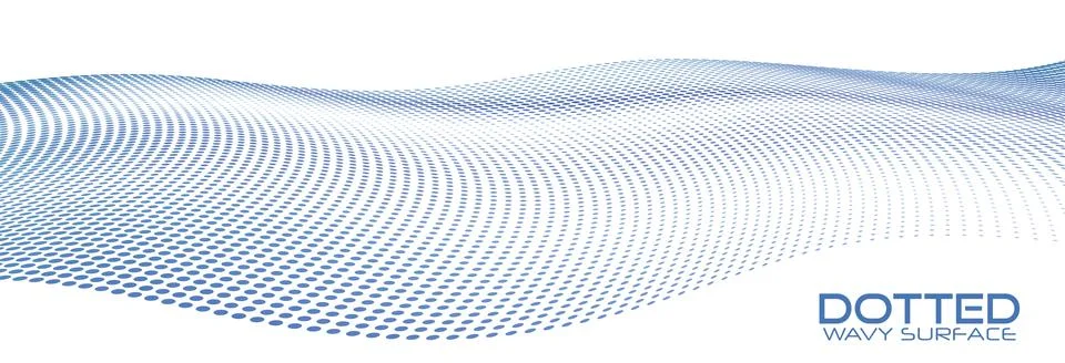 Blue dotted wave surface with halftone effect Stock Illustration