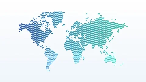 Blue dotted world map popping in as a ripple across a white background Vídeos de archivo 348337938