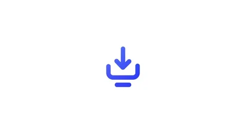 Blue download icon on a animation white background with a downward arrow symb Stock Footage 321997448